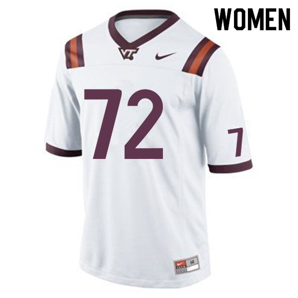 Women #72 Jesse Hanson Virginia Tech Hokies College Football Jerseys Sale-White